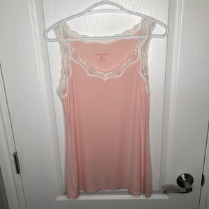 Joe Fresh Pink Pajama Tank Top with White Lace Trim (Slightly See Through)